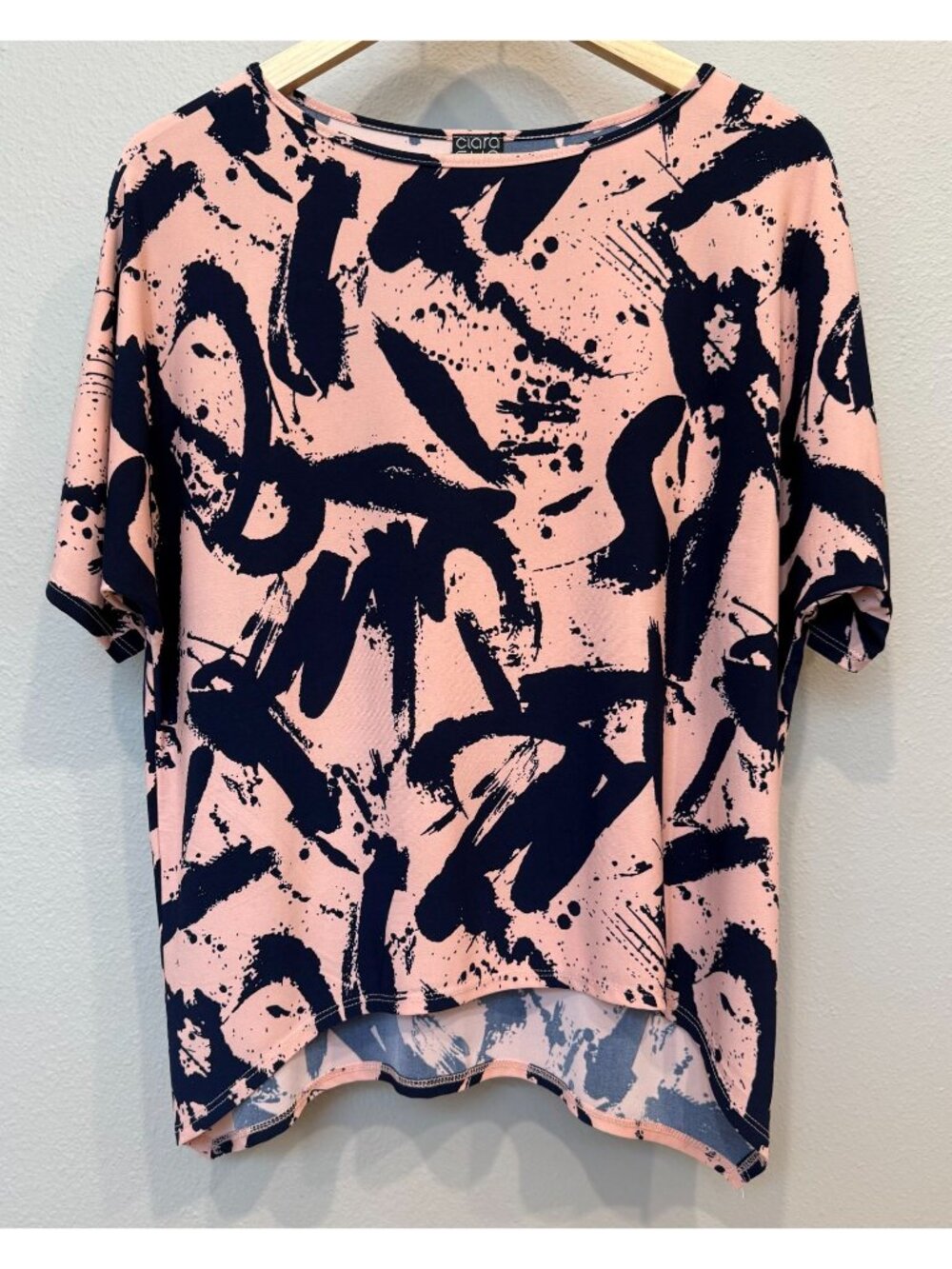 Clara Sun Woo Women's Pullover Stretch Blouse XS Short Sleeve Artsy Lagenlook